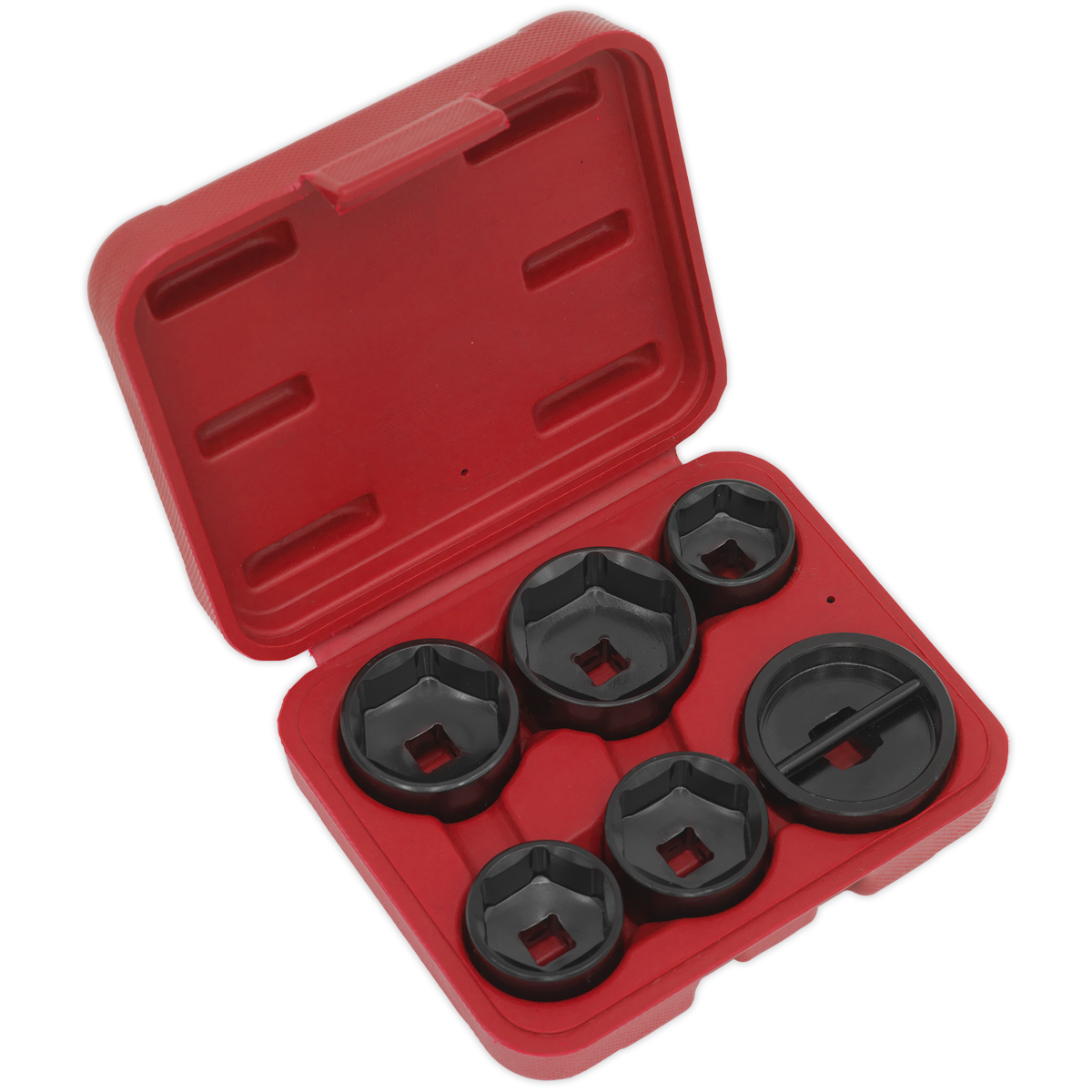 Sealey 6pc Oil Filter Cap Wrench Set Low Profile 24-42mm with Storage Case