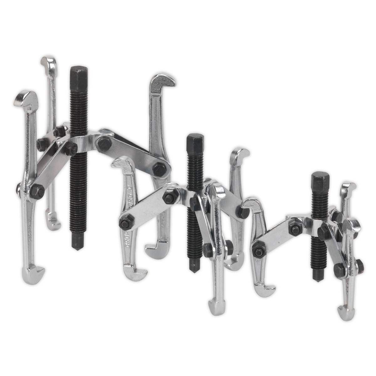 Sealey VS77 Triple Leg Gear Reversible Puller Set 3pc Carbon Steel 75-150mm