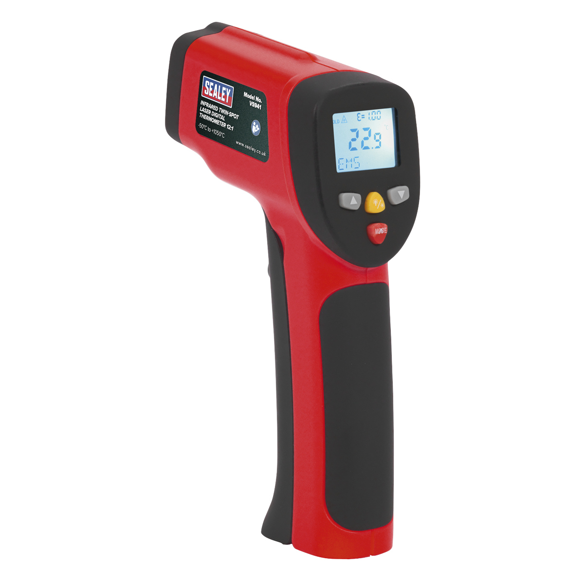 Sealey Infrared Twin-Spot Laser Digital Thermometer 12:1 High Temp Range