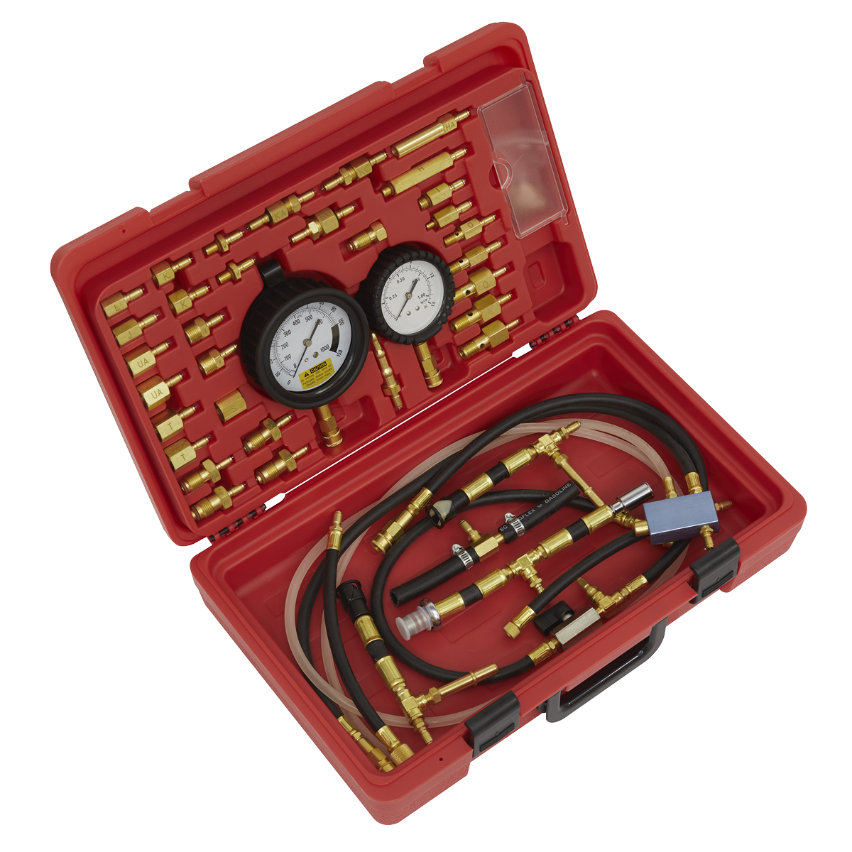 Sealey VSE210 Fuel Injection Pressure Test Kit with Gauges and Adaptors