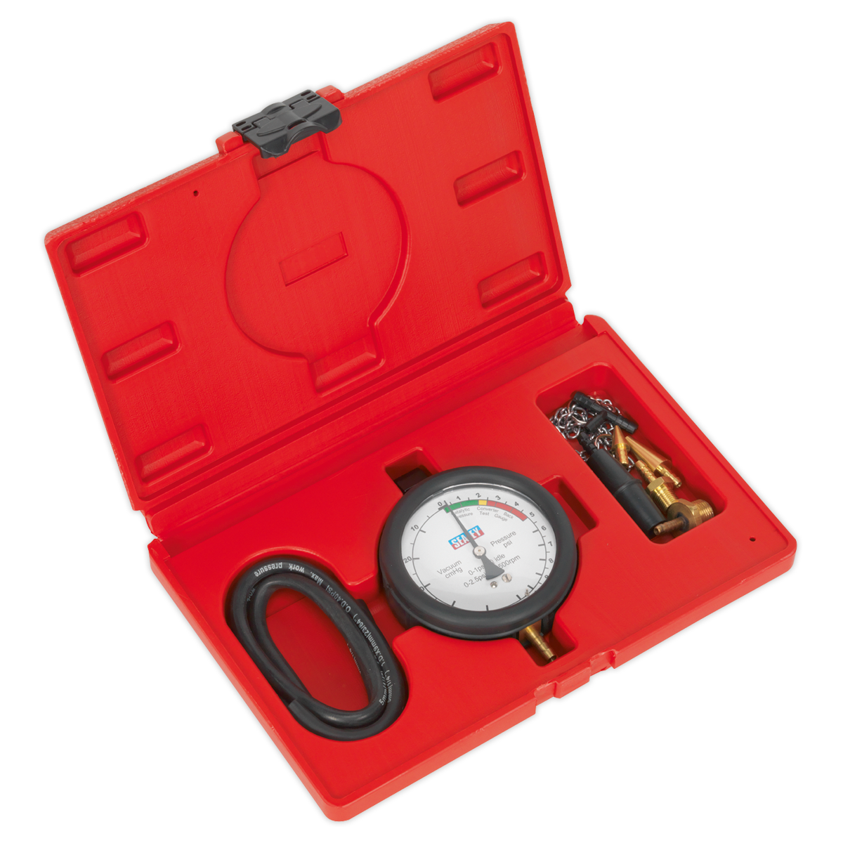 Sealey VSE953 Catalytic Converter Back Pressure Test Kit with Adaptors & Gauge