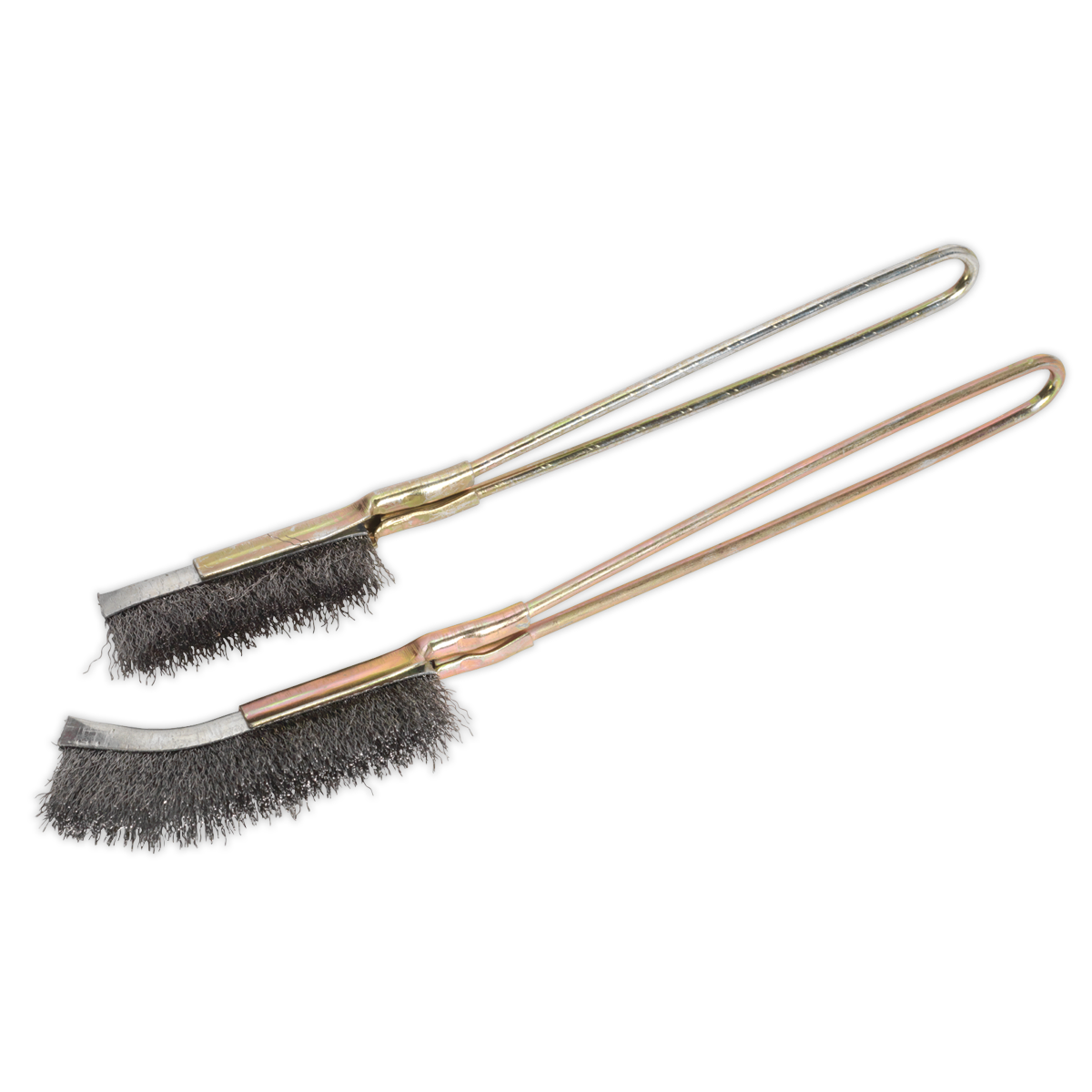Sealey 2pc Wire Brush Set with Skeletal Handle and Crimped Steel Fill