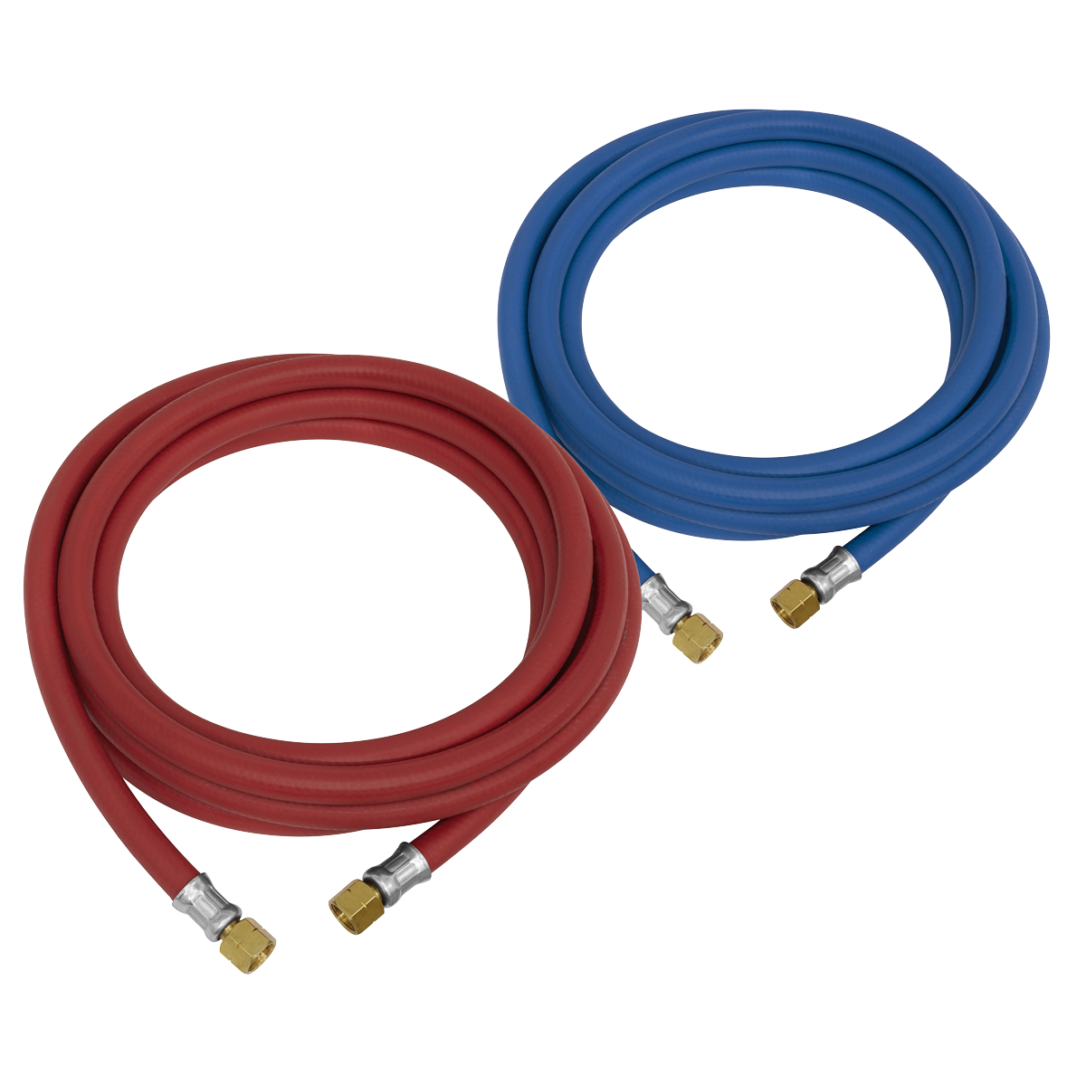 Sealey Oxyacetylene Welding Hose Set 10m Pair 10mm with Swivel Unions
