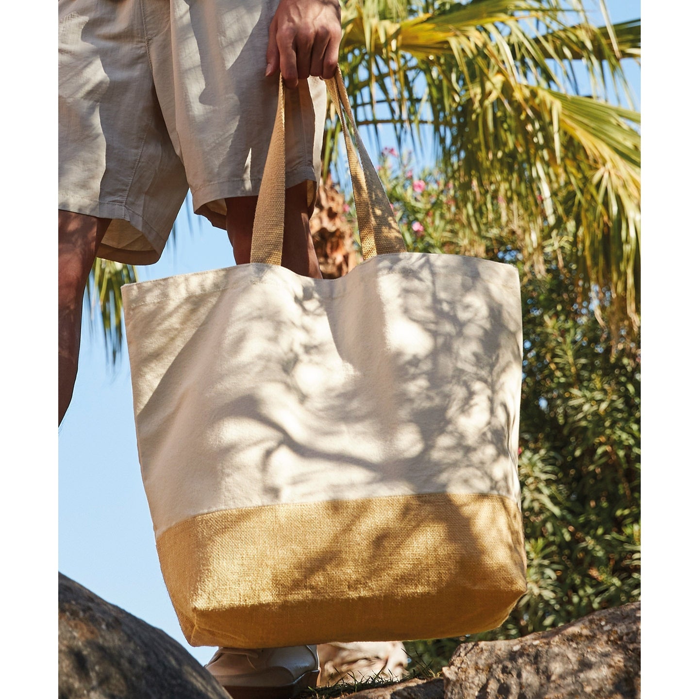 Westford Mill Jute Base Canvas Tote XL Heavyweight Cotton Large Capacity Bag