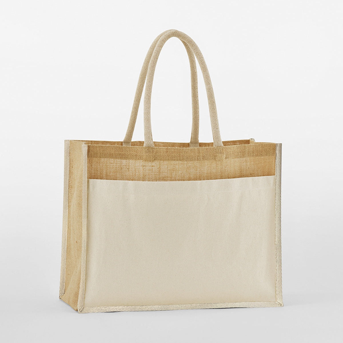 Westford Mill Natural Starched Jute Shopper with Cotton Pocket and Handles