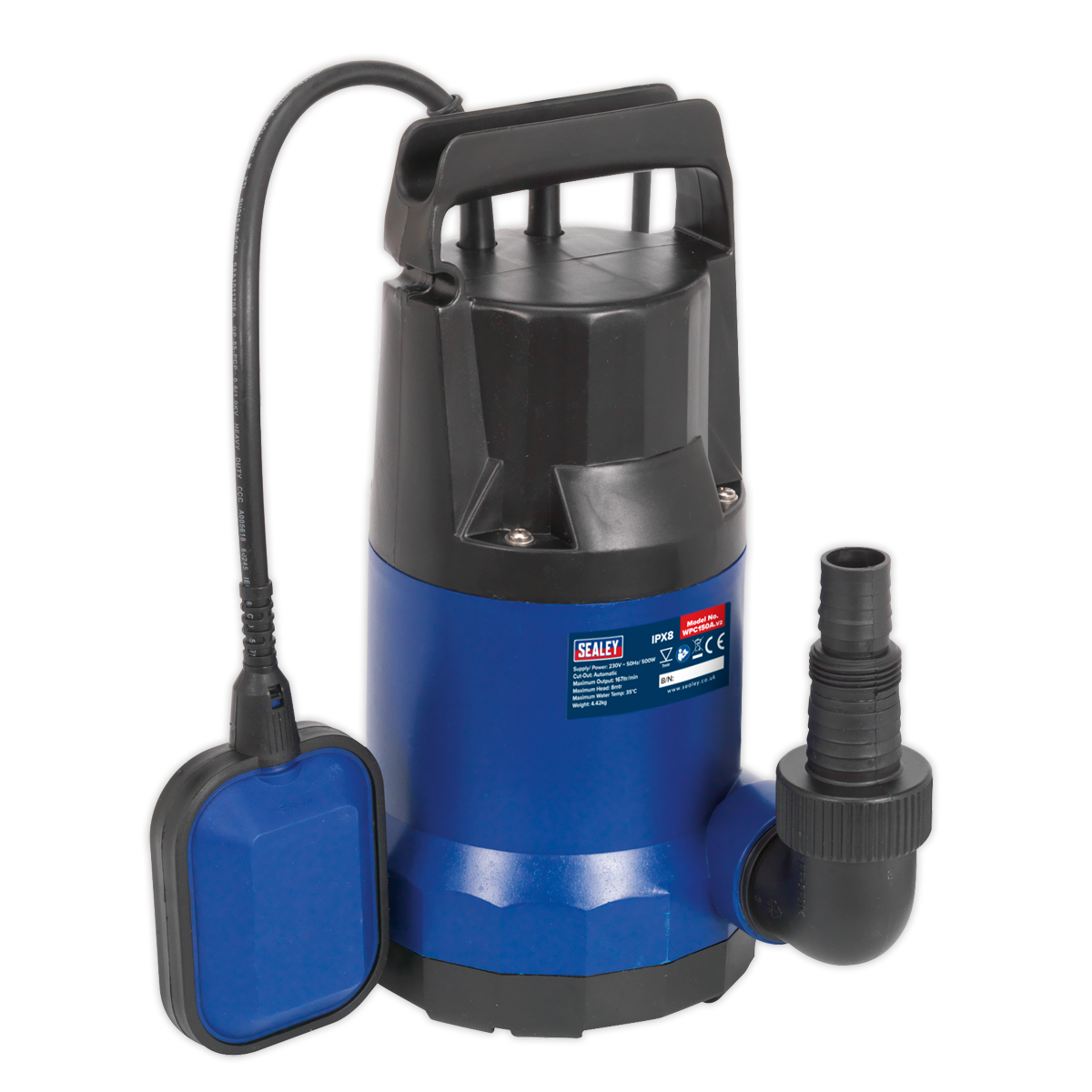 Sealey WPC150A Submersible Water Pump 167L/min Automatic 230V Clean Water