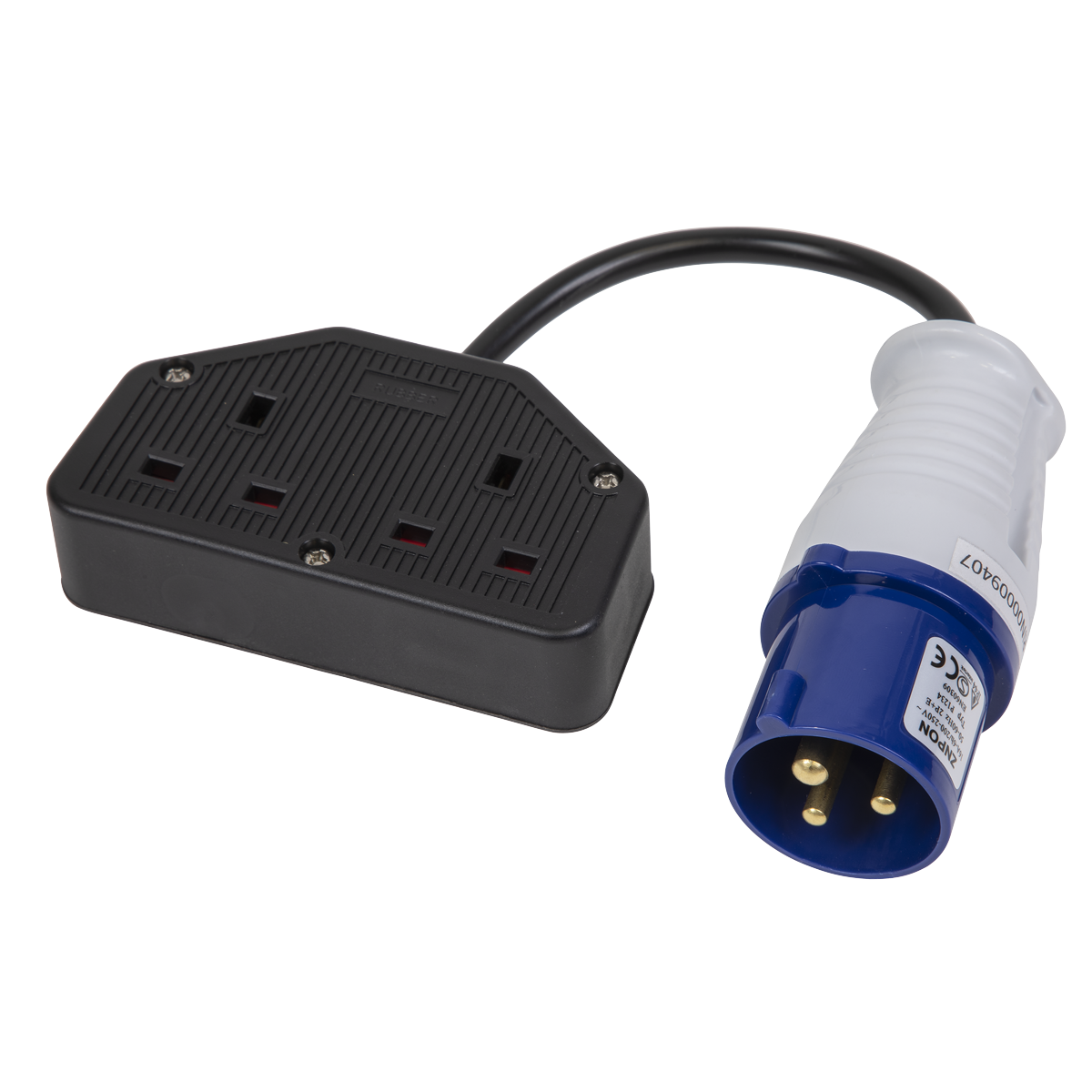 Sealey 16A/13A Twin Trailing Socket & Cable Set 350mm H05VV-F IP20 Rated