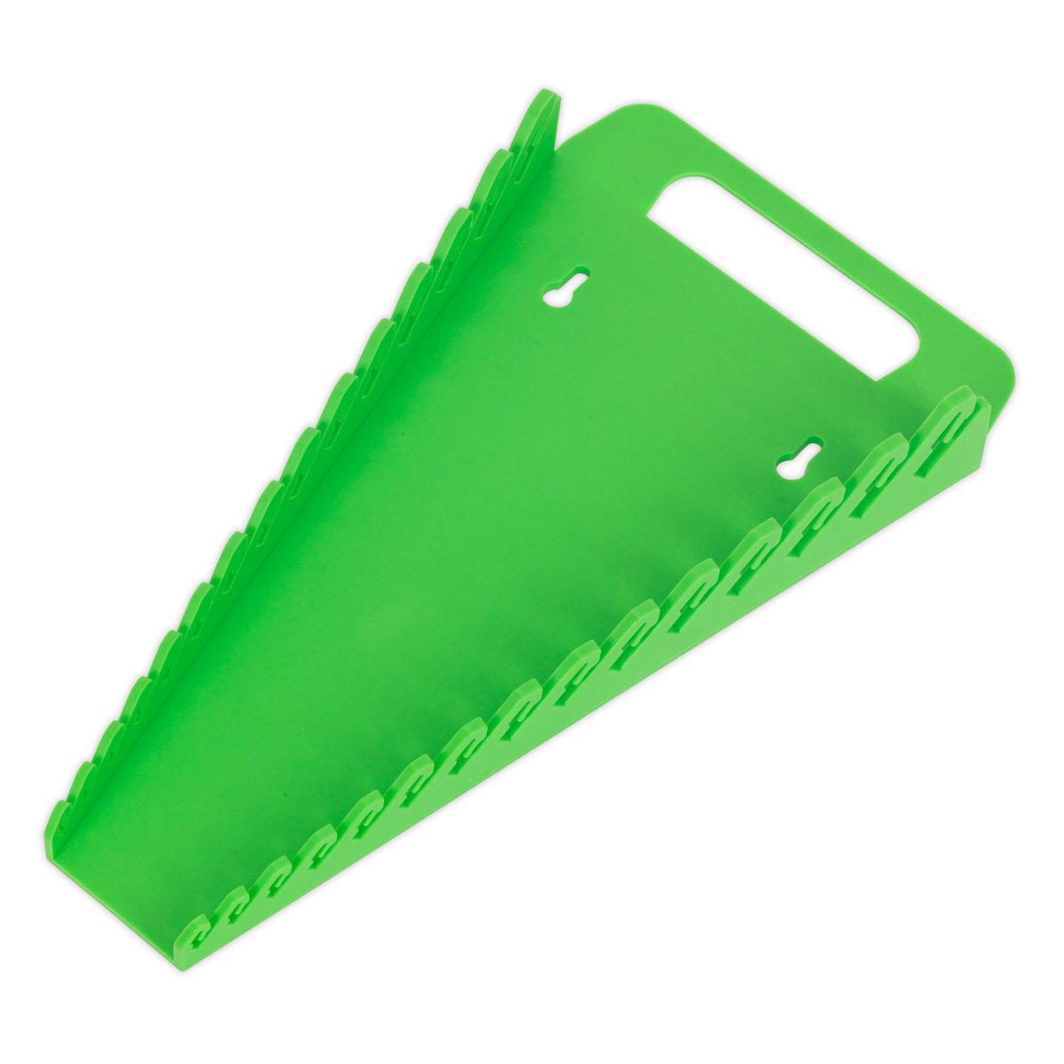 Sealey Spanner Rack for 15 Spanners Hi-Vis Green TPR Organiser Tool Holder