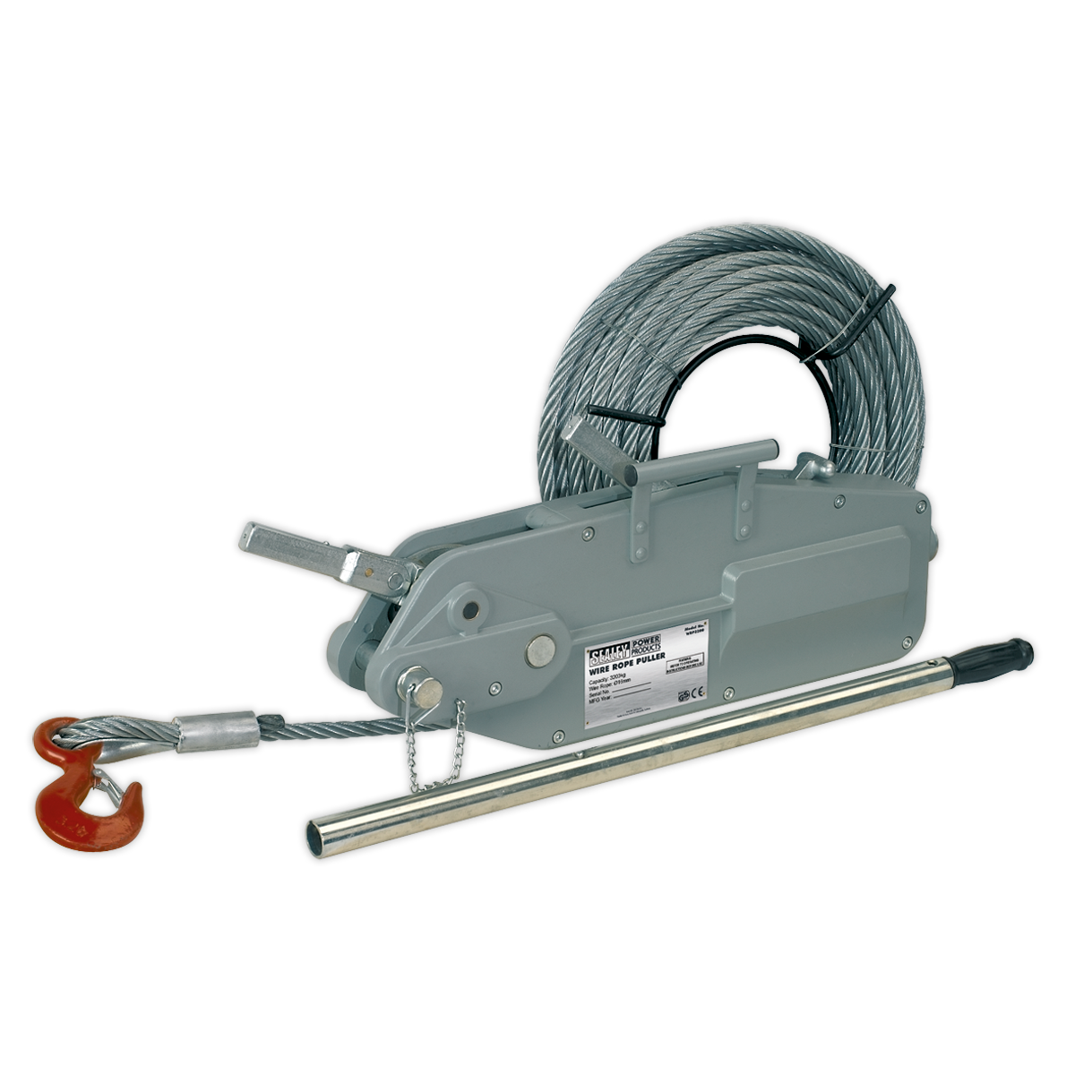 Sealey WRP3200 Wire Rope Puller 3200kg Max Line Force 20m Heavy-Duty Hook
