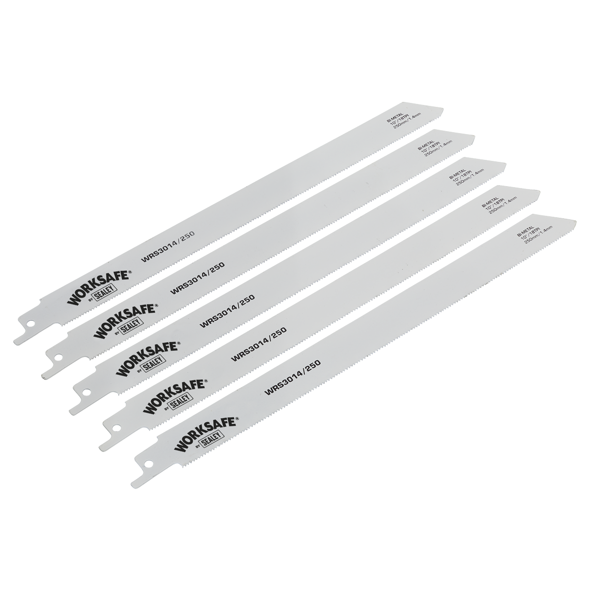 Sealey Reciprocating Saw Blades 250mm 18tpi for Metal Pack of 5 WRS3014/250