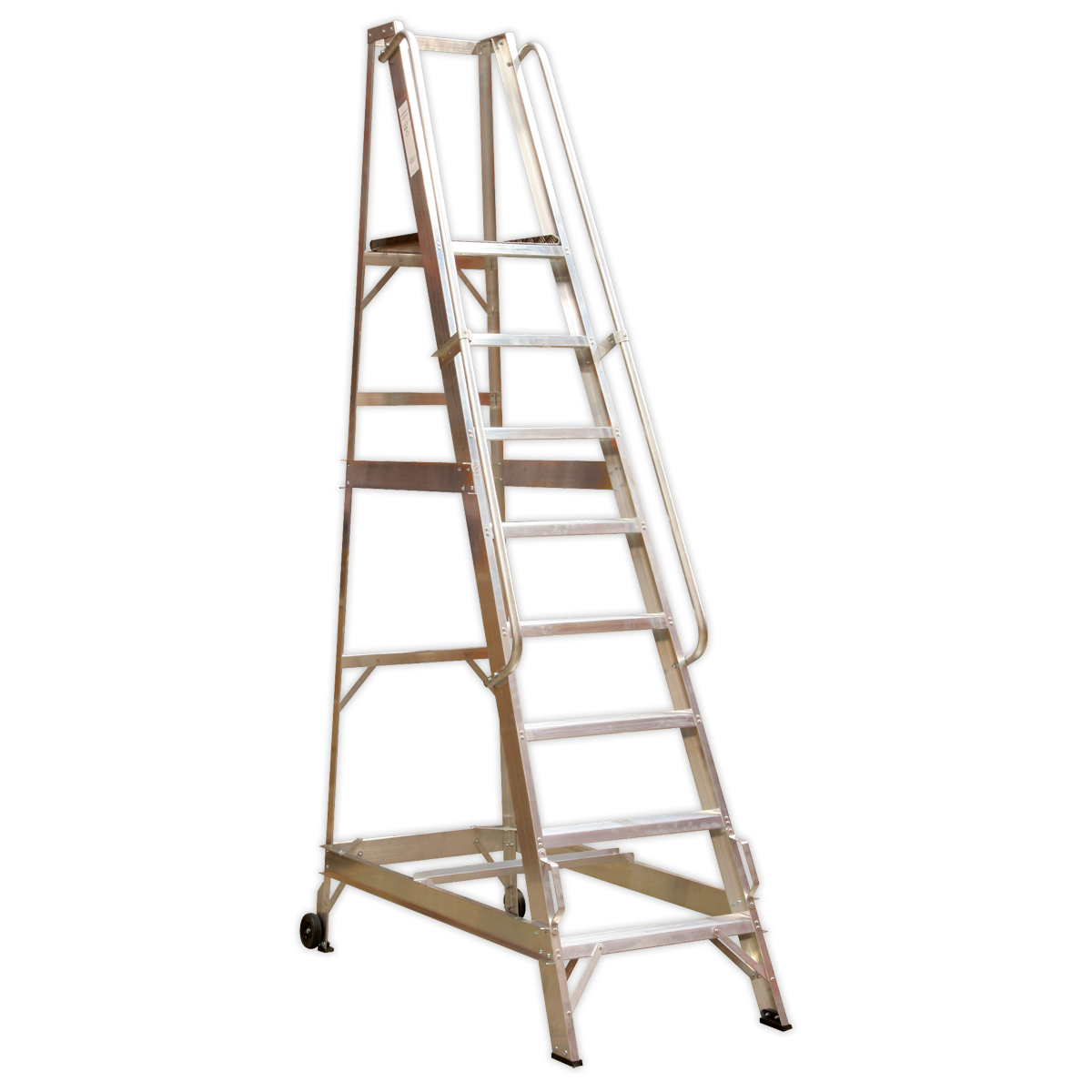 Sealey 12-Tread Warehouse Steps Aluminium Non-Slip Treads Safety Hand Rails