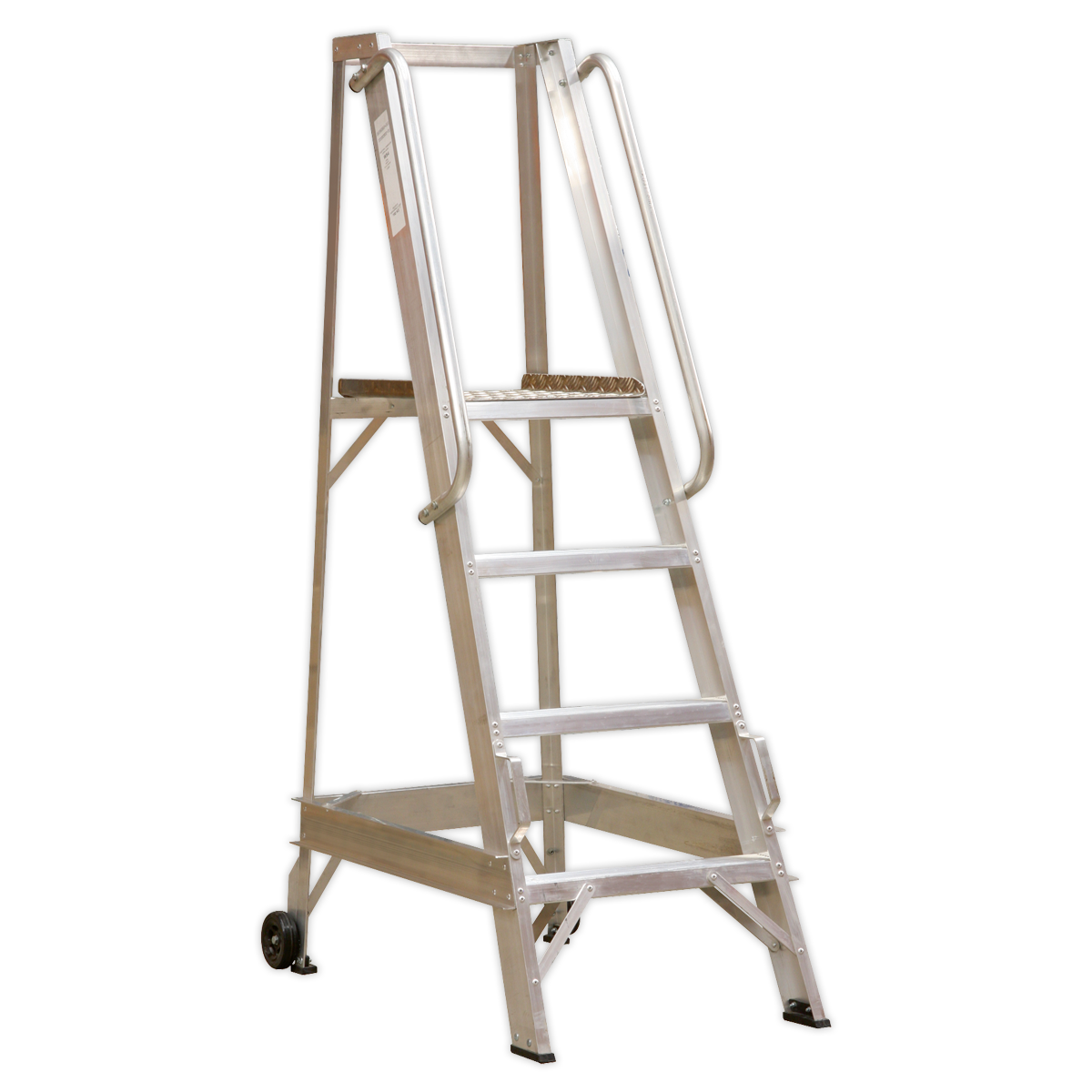 Sealey 6-Tread Warehouse Steps Aluminium Non-Slip Treads Safety Hand Rails