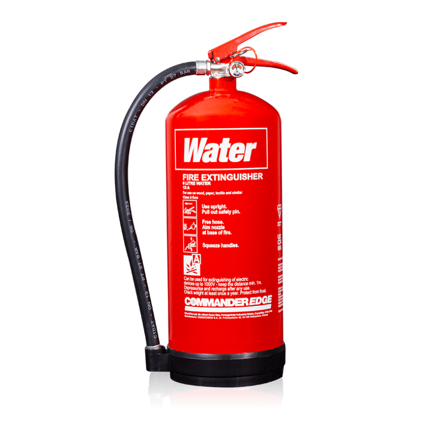 CommanderEDGE 6L Water Fire Extinguisher Class A 13A Kitemarked Eco-Friendly