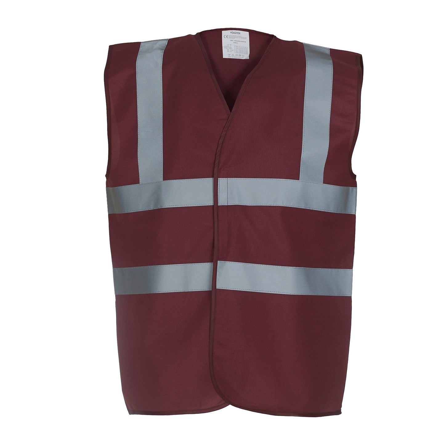 Yoko Hi-Vis 2-Band Waistcoat Maroon EN ISO20471 Class 1 Reflective Safety Vest