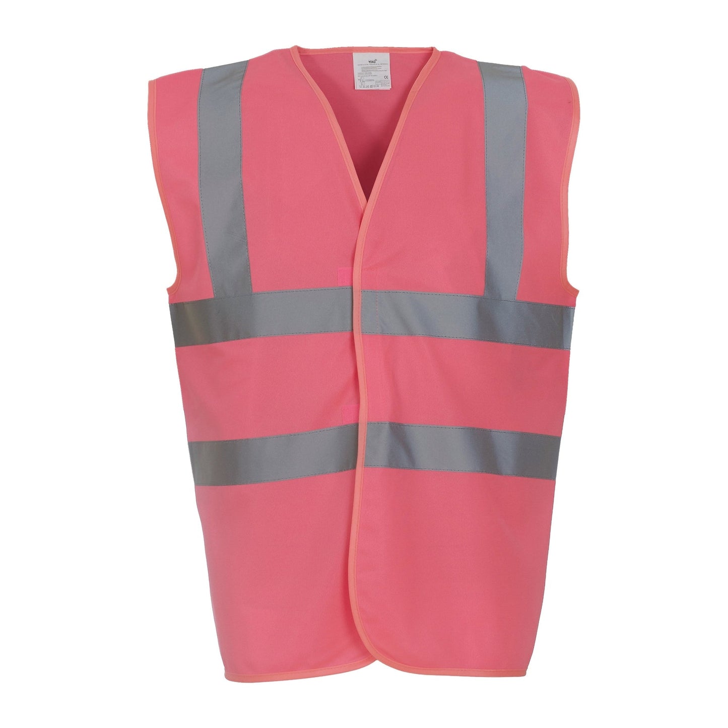 Yoko Hi-Vis Pink 2-Band Waistcoat EN ISO20471 Class 1 Reflective Safety Vest