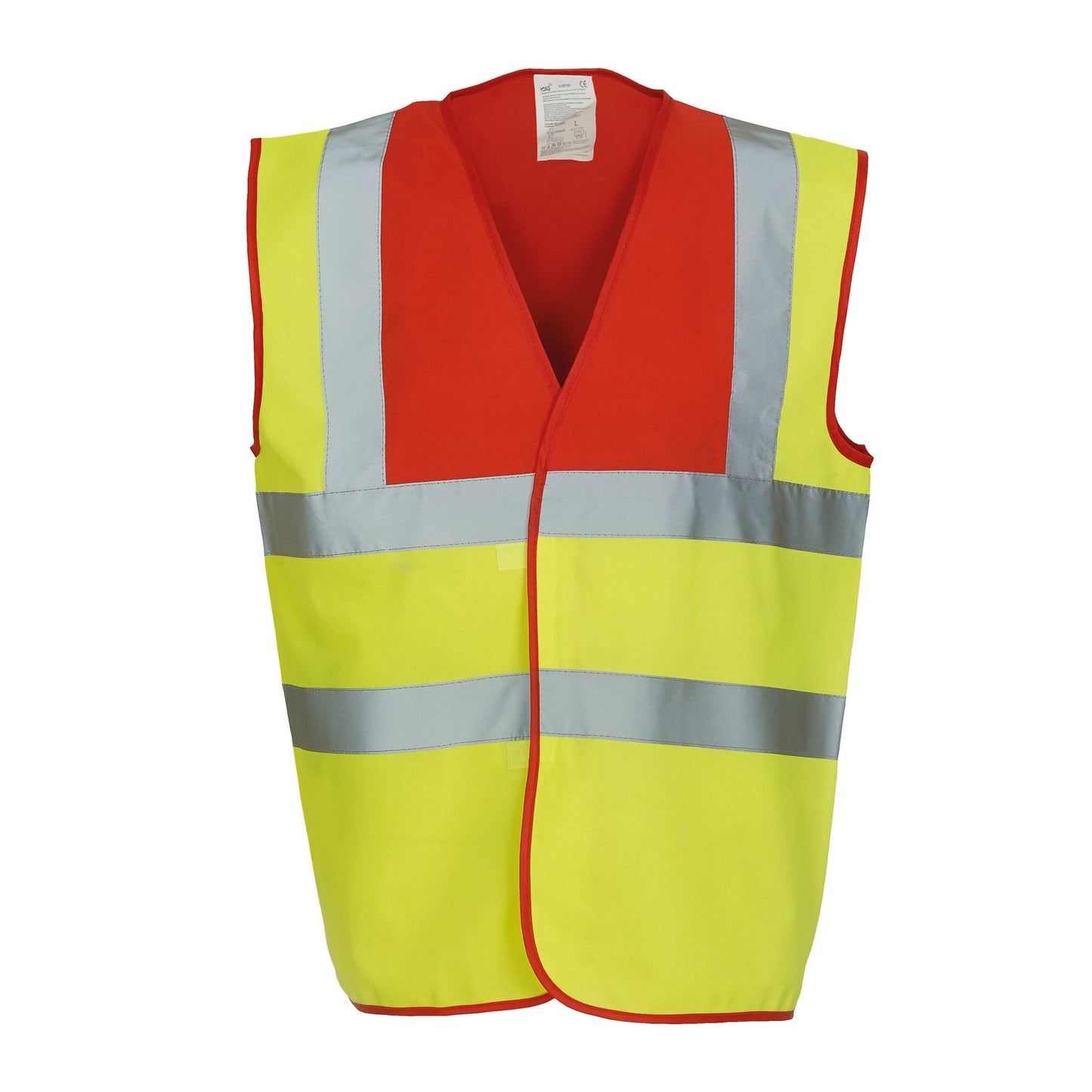 Yoko Hi-Vis 2-Band Waistcoat Red Yoke/Yellow Reflective Safety Vest S-5XL