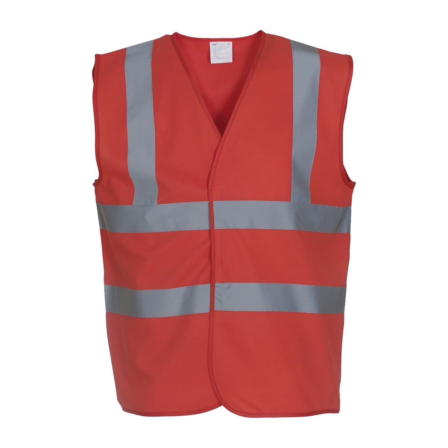 Yoko Hi-Vis 2-Band Waistcoat Red EN ISO20471 Class 1 Reflective Safety Vest