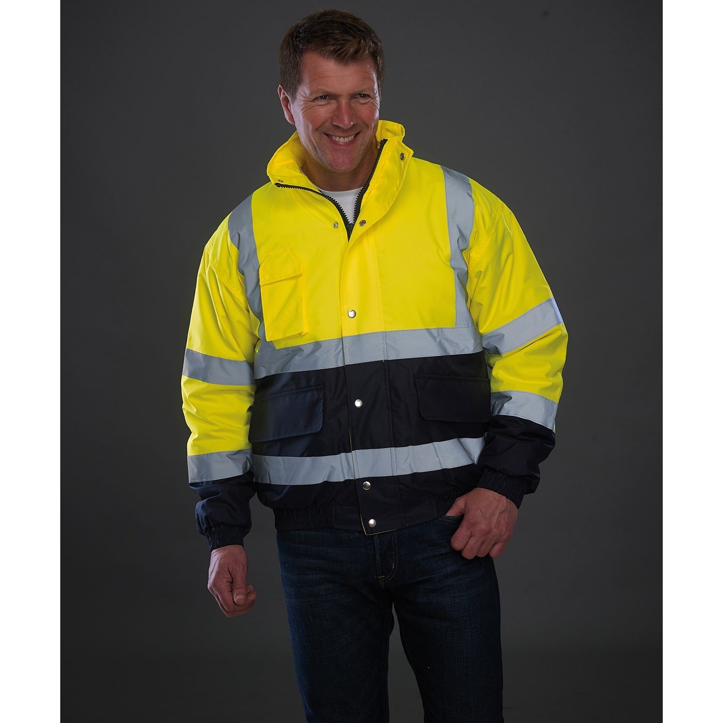 Yoko Hi-Vis Two-Tone Bomber Jacket Waterproof EN ISO20471 Class 3 Size S-XL