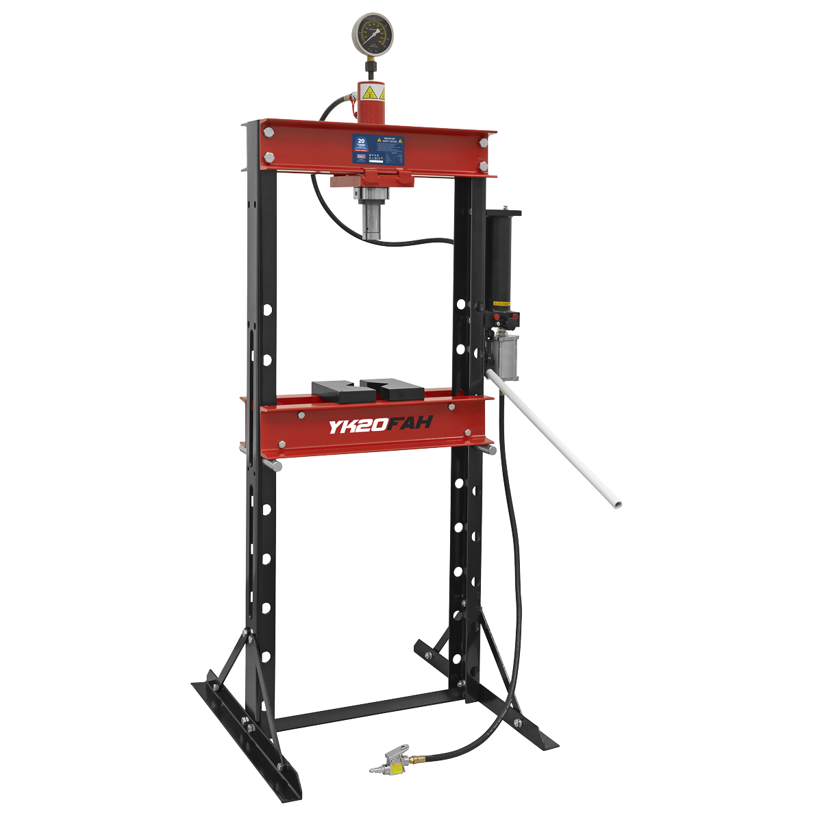 Sealey 20 Tonne Air Hydraulic Press Steel Frame with Ram Pressure Gauge