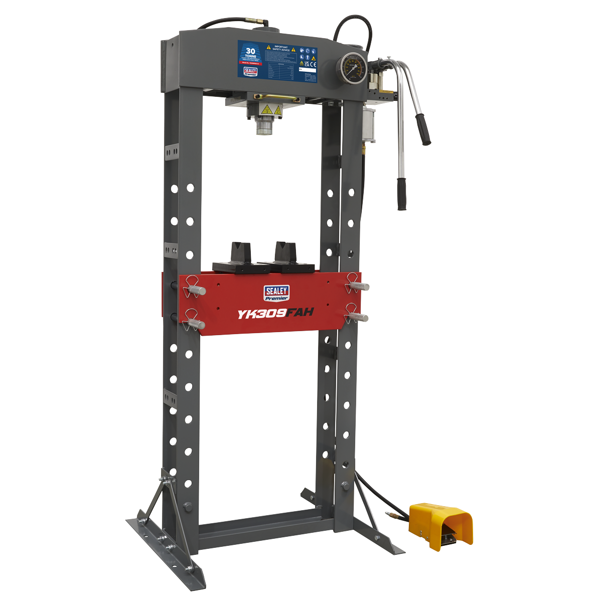 Sealey 30 Tonne Air Hydraulic Press Floor Type with Foot Pedal & Gauge