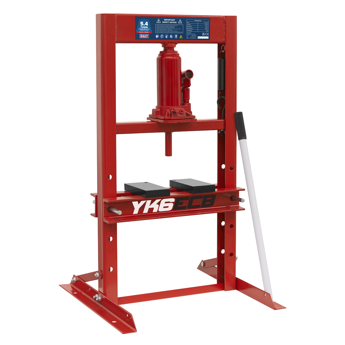 Sealey 5.4 Tonne Hydraulic Press Economy Bench Model YK6ECB with Table Plates