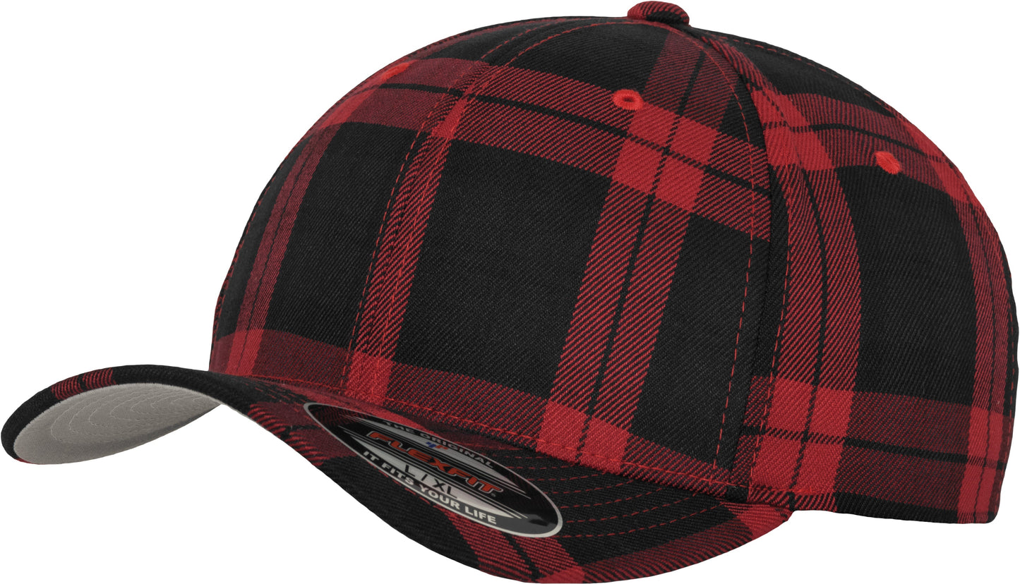 Flexfit By Yupoong Tartan Plaid Cap Hard Buckram Silver Undervisor S/M L/XL