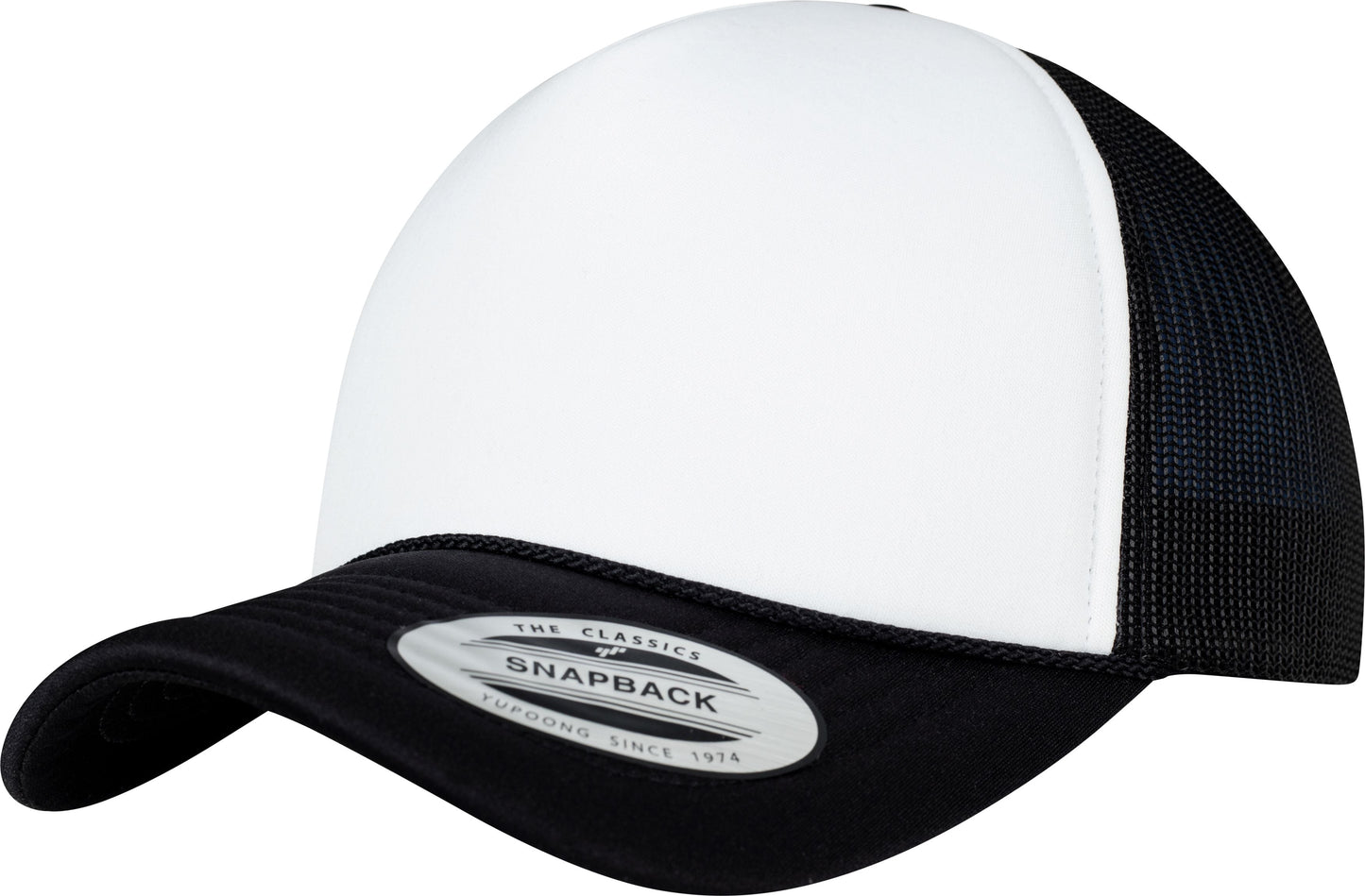 Flexfit Yupoong Foam Trucker Cap Curved Visor Snapback Five-Panel White Mesh