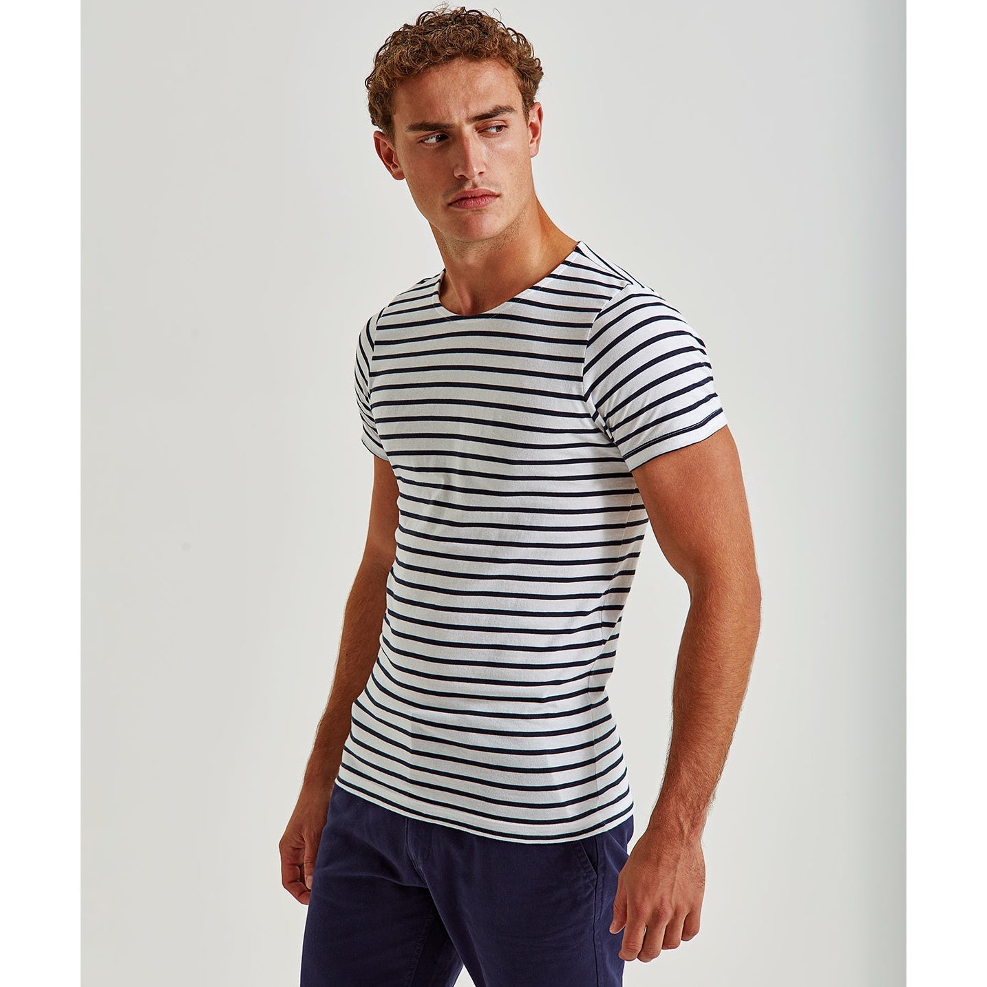 Asquith & Fox Men's Coastal Short Sleeve Marinière Tee 100% Cotton Classic Fit