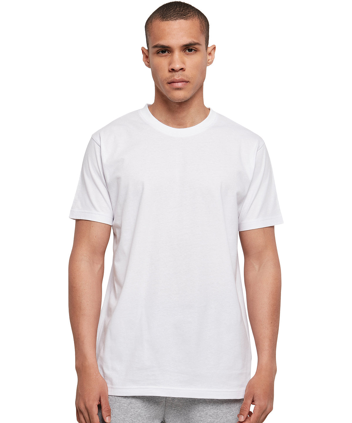 Build Your Brand Basic Round Neck Tee White 100% Cotton Classic Fit Sizes XS-5XL