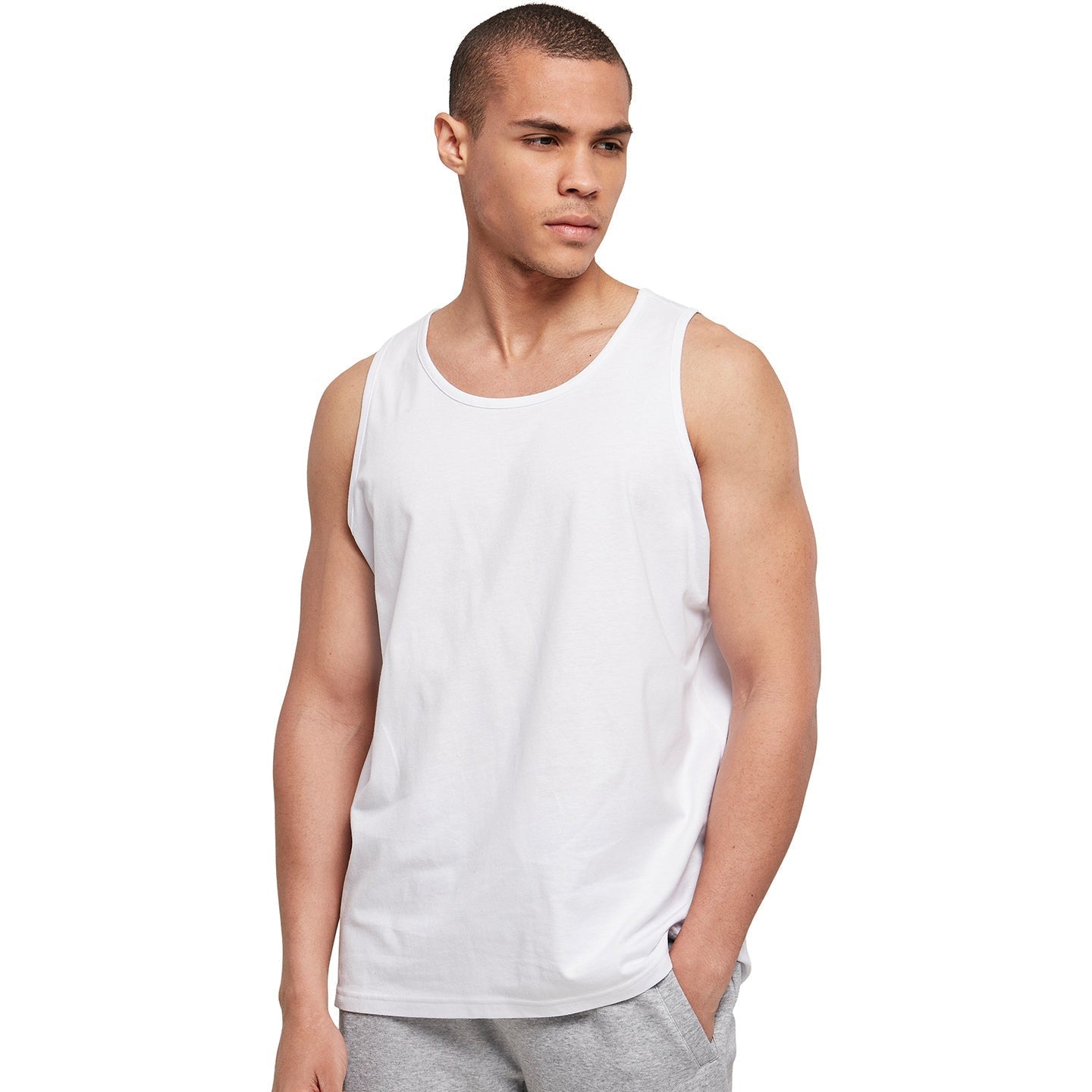 Build Your Brand Men's Basic Tank Top 100% Cotton Sleeveless Sportswear