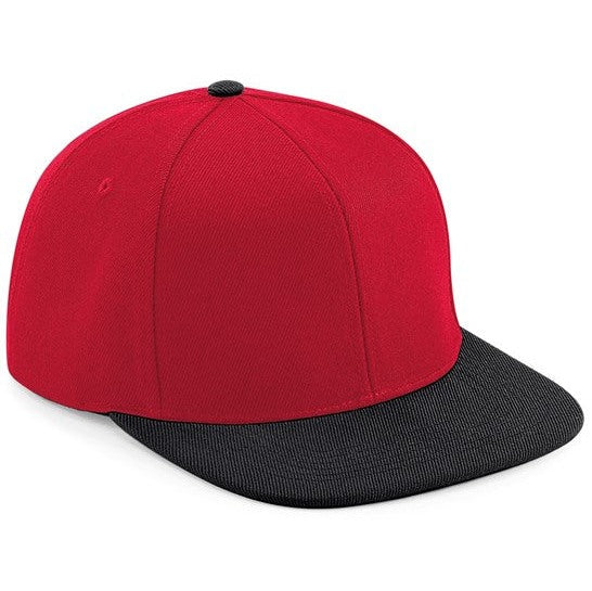 Beechfield Flat Peak 6-Panel Snapback Cap Retro Style Motorsports Fashion