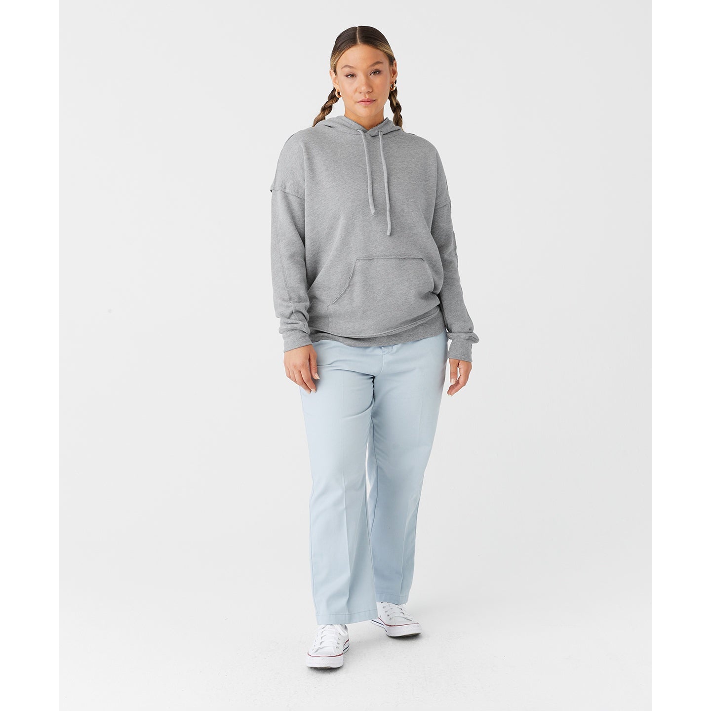 Bella Canvas Unisex Raw-Seam Hoodie Oversized Fit Kangaroo Pocket Soft Fleece
