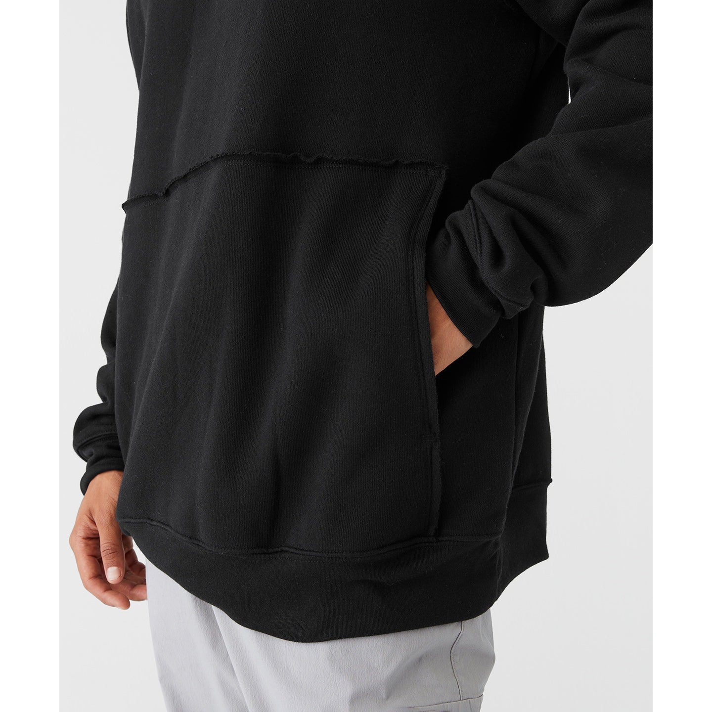 Bella Canvas Unisex Raw-Seam Crew Pullover Oversized Kangaroo Pocket Fleece