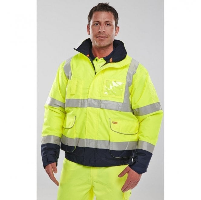 Beeswift SPD208 Two Tone Bomber Jacket Heavyweight Waterproof Fleece Lined