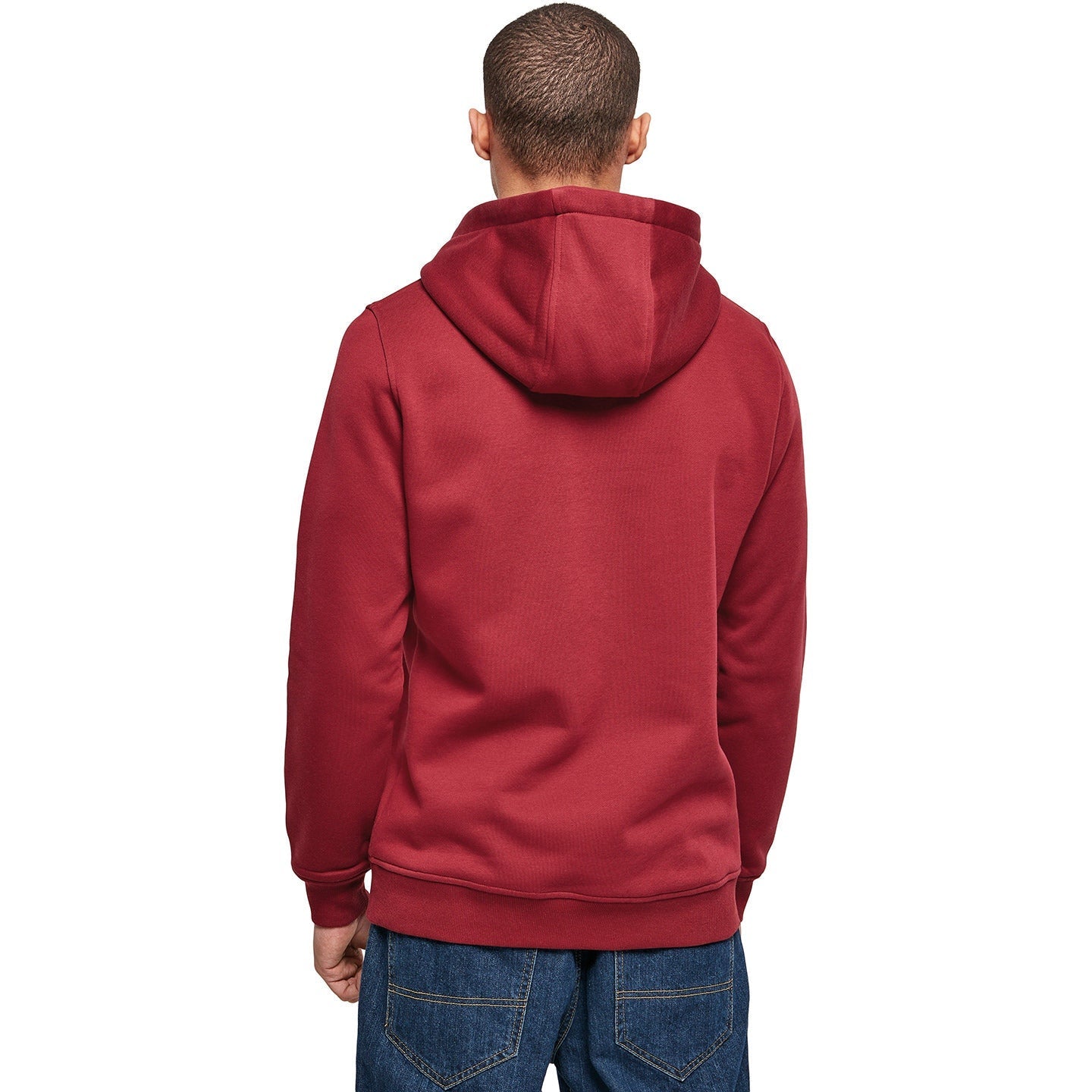 Build Your Brand Heavy Hoodie Burgundy Adjustable Hood Kangaroo Pocket
