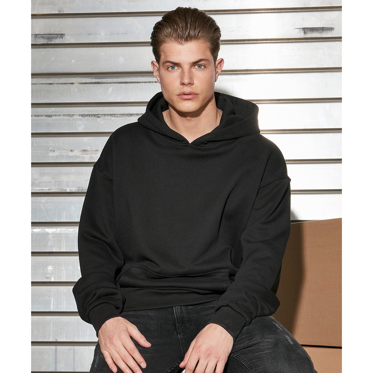 Build Your Brand Ultra Heavy Hoodie Black Casual Fit Kangaroo Pocket 100% Cotton