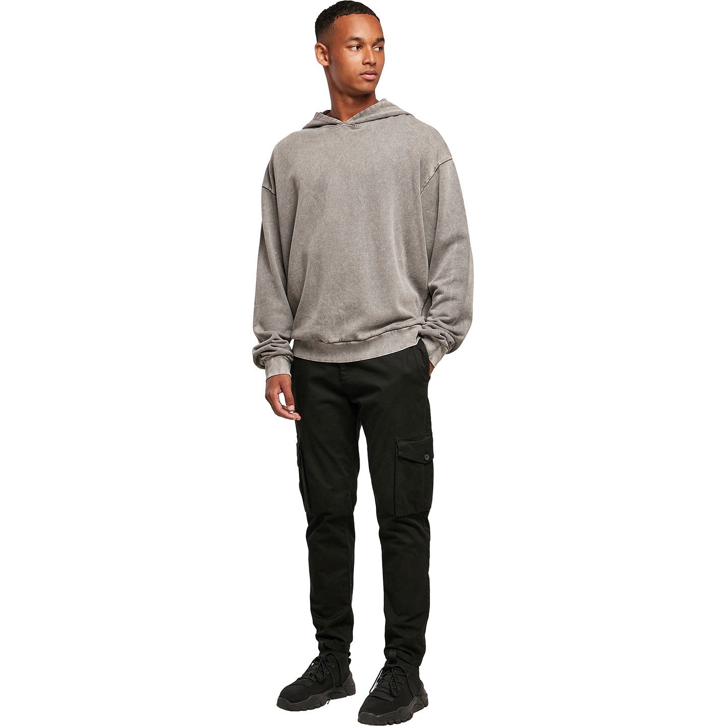 Build Your Brand Acid Washed Oversize Hoodie Men's Casual Cotton Sweatshirt