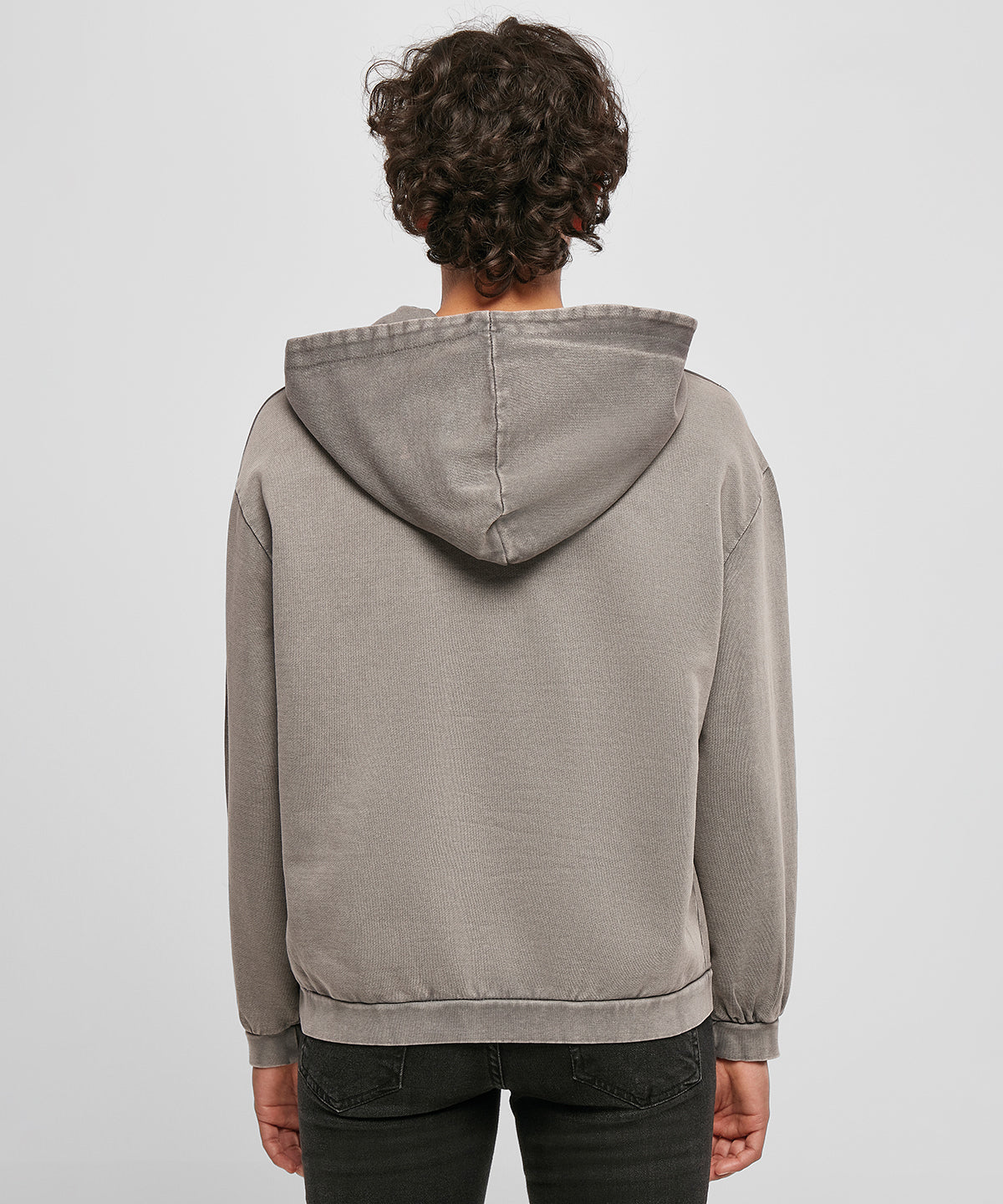 Build Your Brand Women's Acid Washed Oversized Hoodie with Kangaroo Pocket