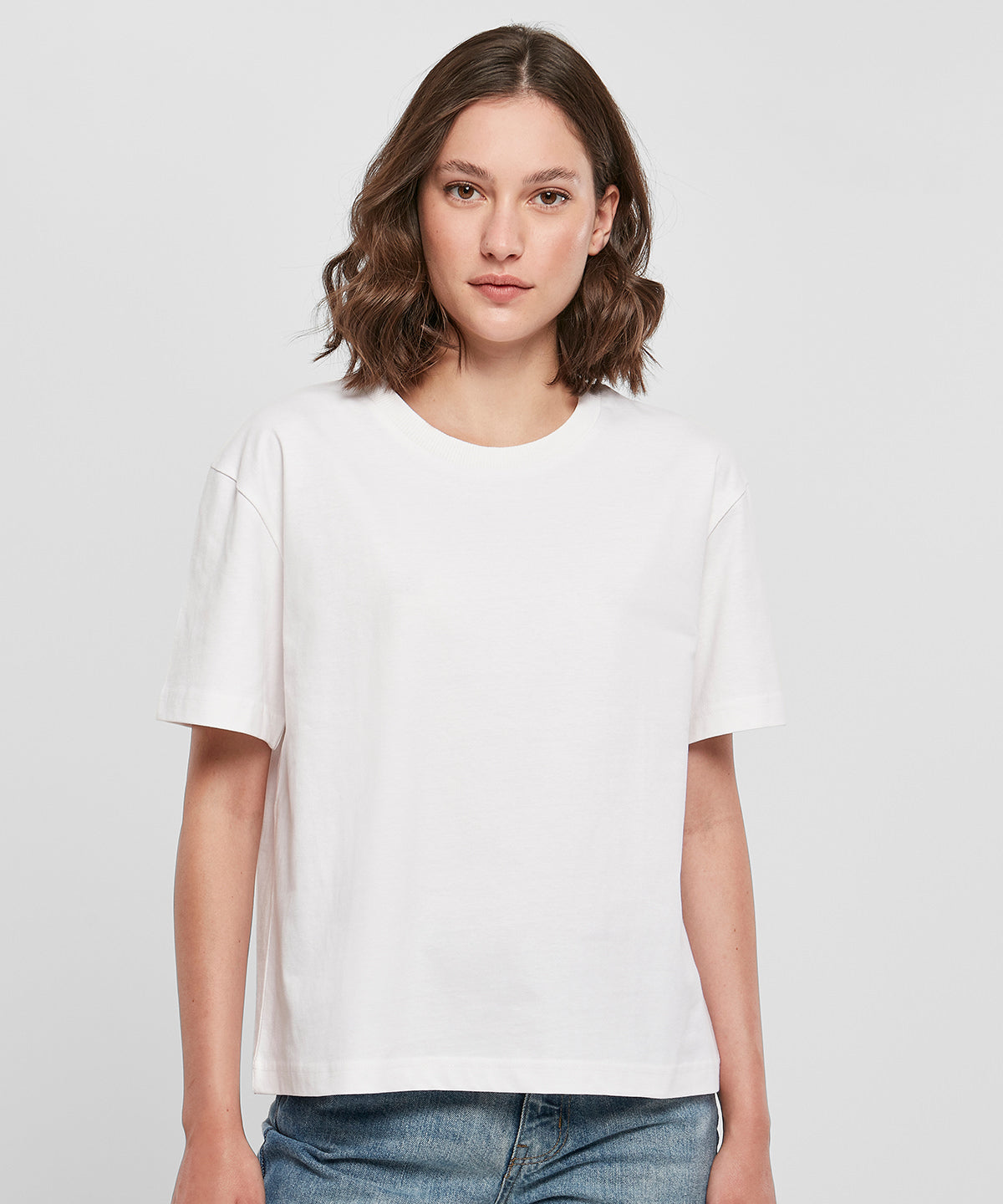 Build Your Brand Women's Oversized Everyday Tee 100% Cotton White Size XS-5XL