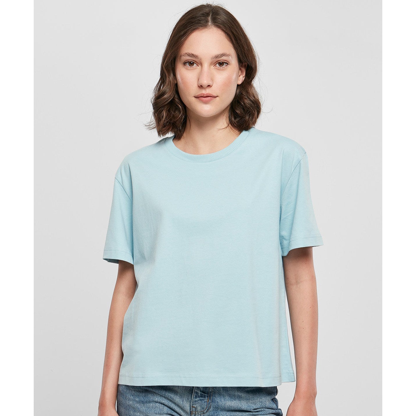 Build Your Brand Women's Oversized Everyday Tee Ocean Blue 100% Cotton