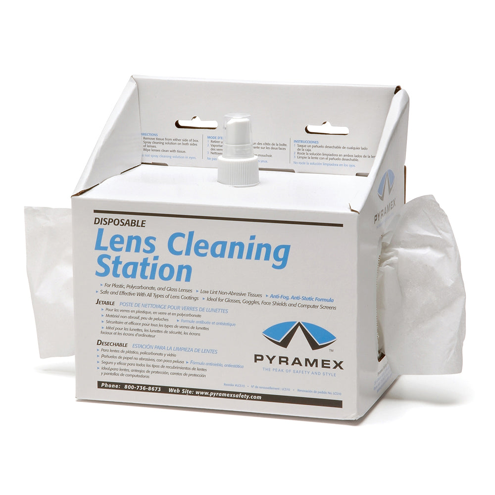 Pyramex Lens Cleaning Station with 600 Tissues and Cleaning Fluid 10 Pack