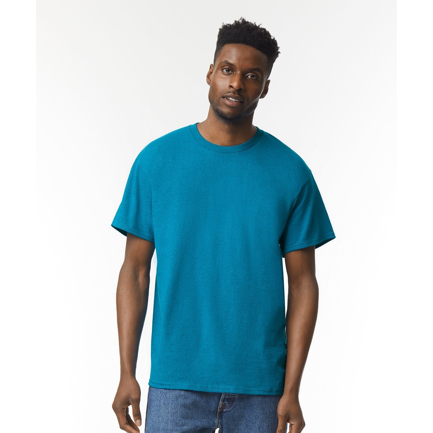 Gildan Heavy Cotton Adult T-Shirt Heather Sapphire Soft Pre-Shrunk Jersey