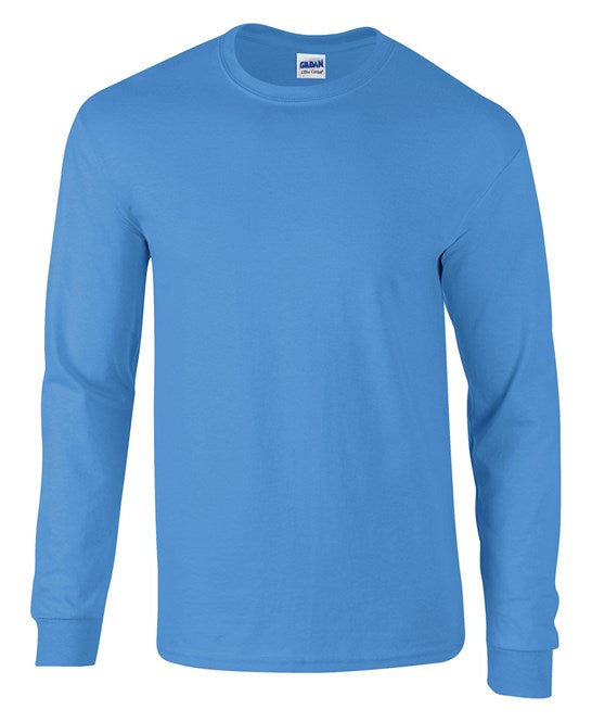 Gildan Ultra Cotton Long Sleeve T-Shirt Carolina Blue 100% Cotton Classic Fit