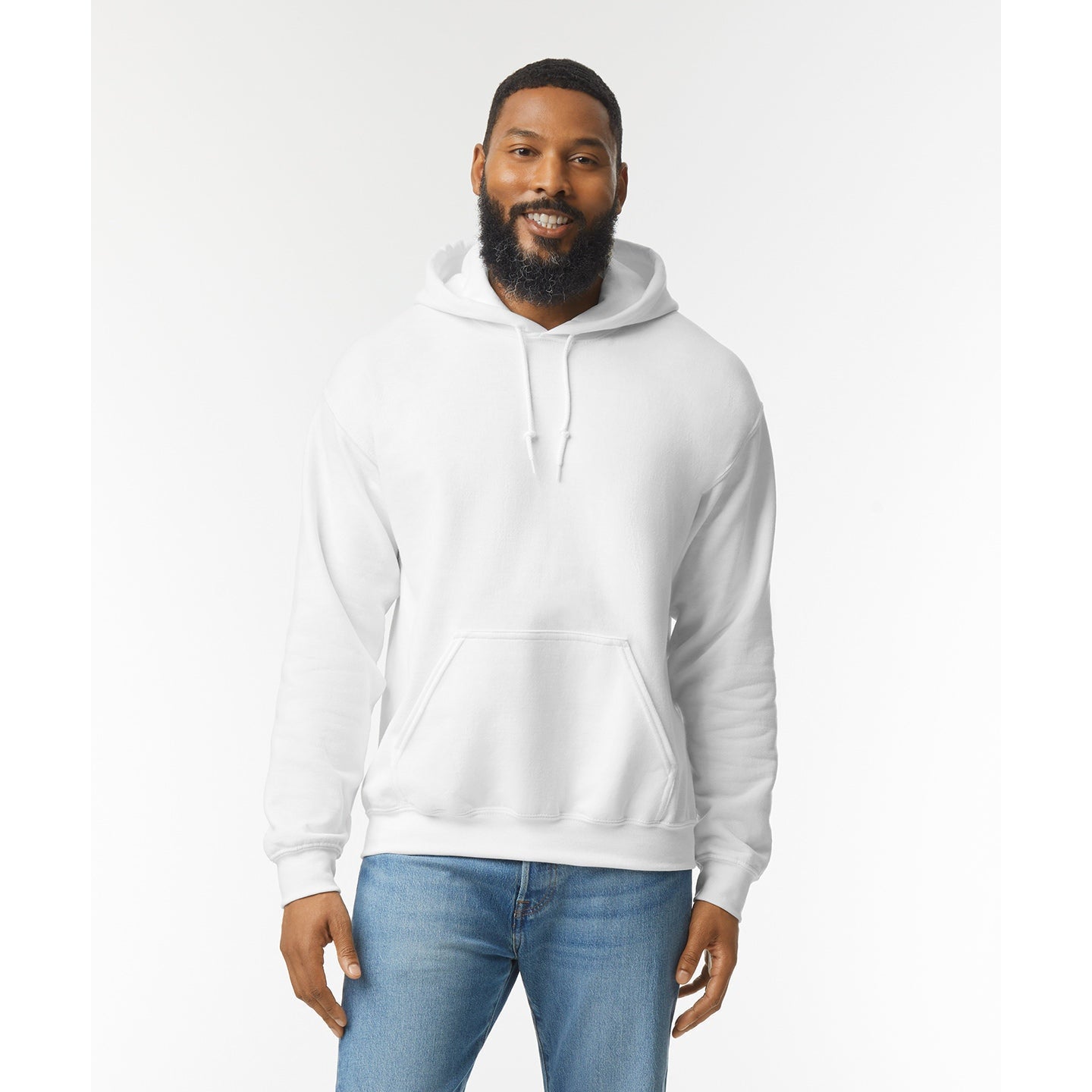 Gildan Heavy Blend Hooded Sweatshirt White Soft Cotton-Poly Fleece S-5XL