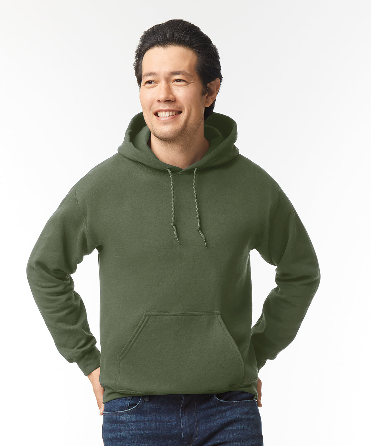 Gildan Heavy Blend Hooded Sweatshirt Military Green Soft Cotton Polyester