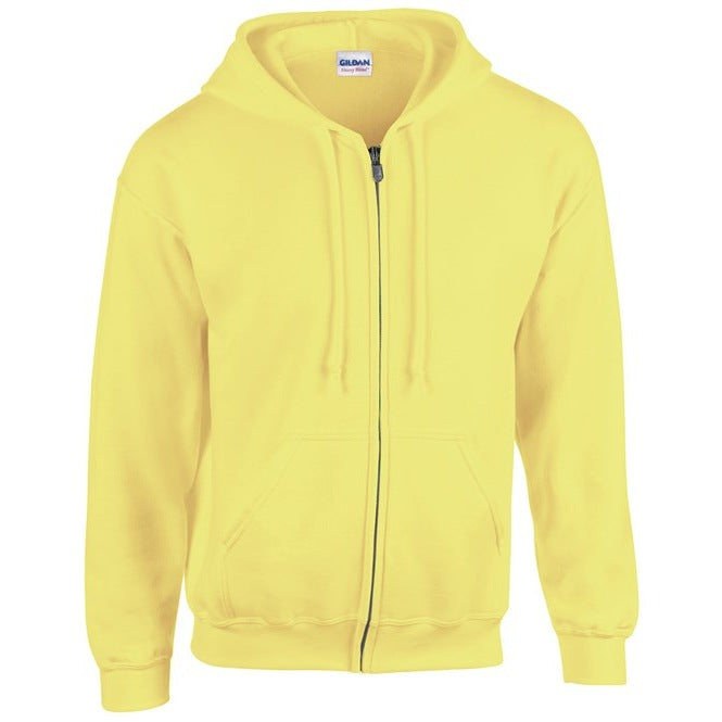 Gildan Heavy Blend Full Zip Hooded Sweatshirt Safety Green Pouch Pockets