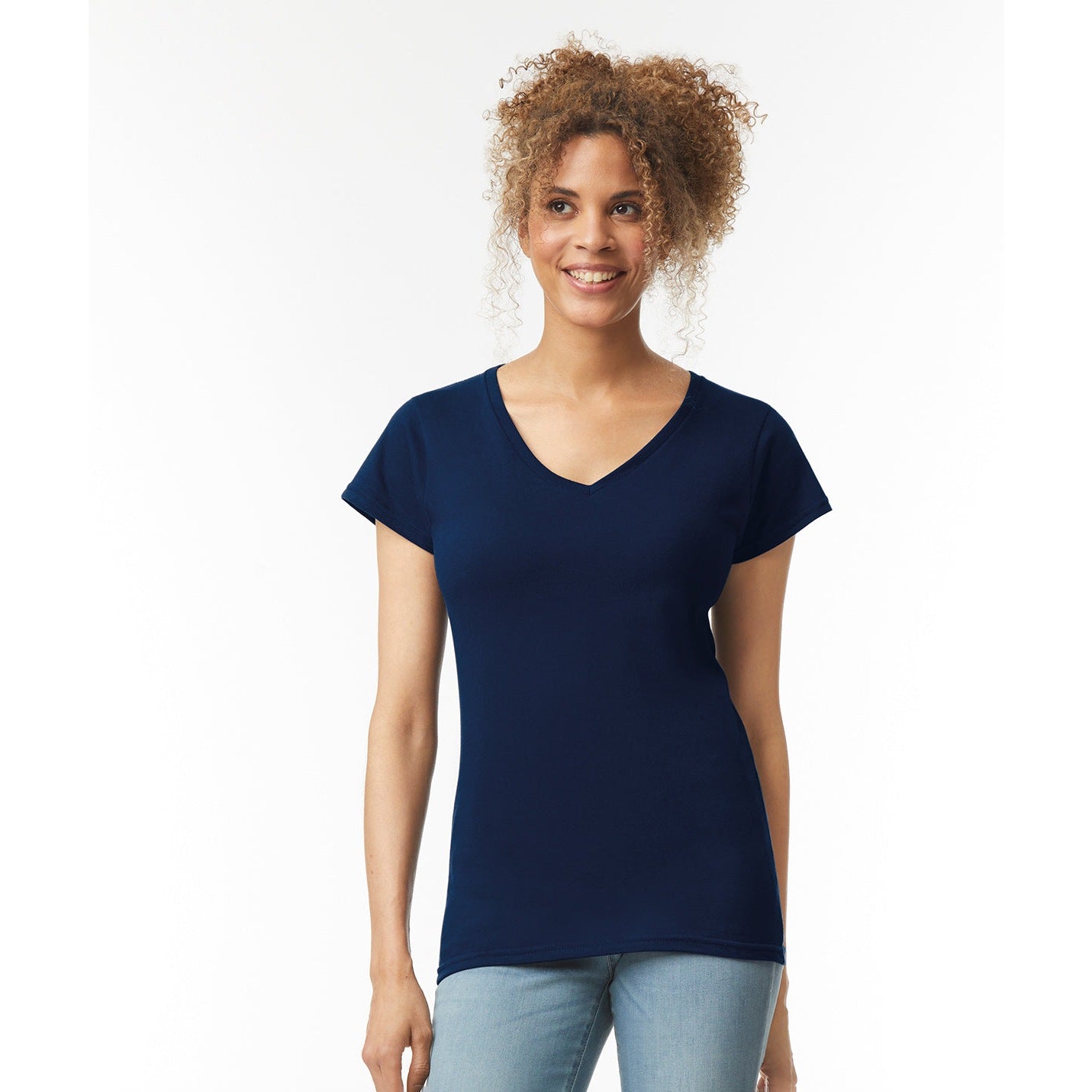 Gildan Softstyle Women's V-Neck T-Shirt Fitted Cotton Tee Various Sizes