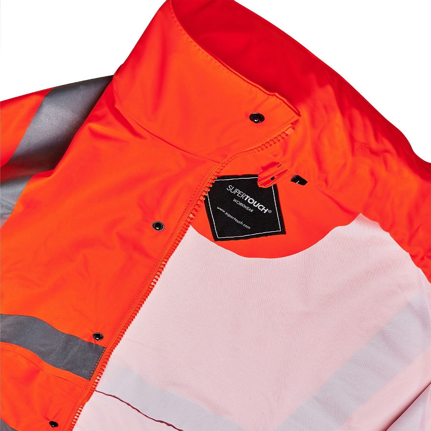 Stormflex Hi Vis Orange PU Jacket Lightweight Waterproof Breathable 2-Way Zip
