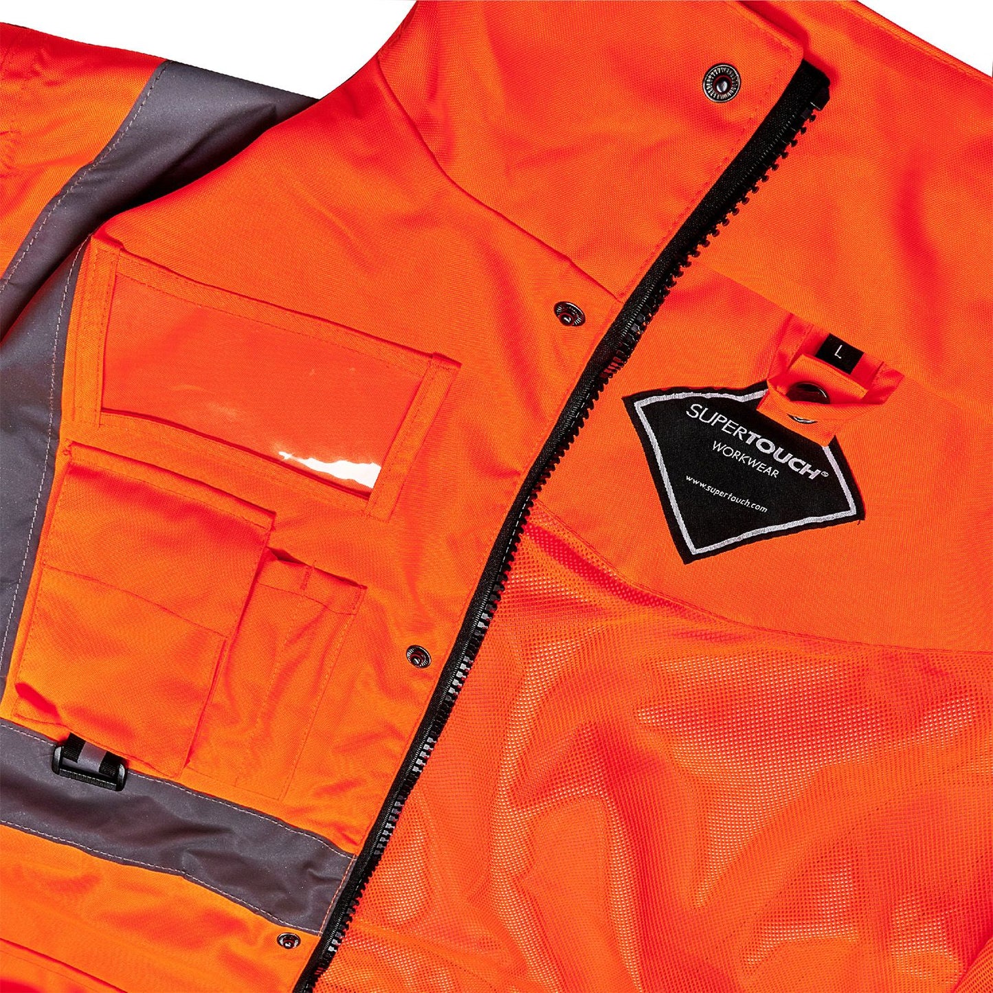 Supertouch Hi Vis Orange Breathable Jacket Waterproof with Interactive Zip