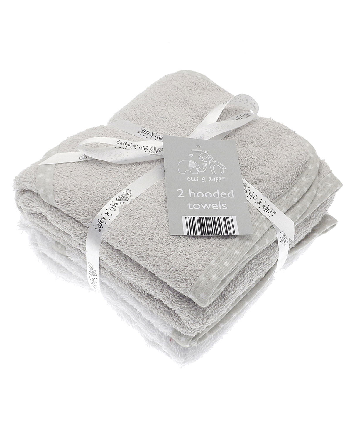 Elli & Raff Baby Hooded Towel 2-Pack 100% Cotton Cosy Bath Time Gift